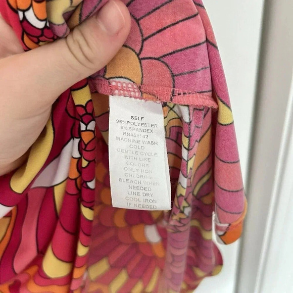 London Times Womens Size 6 Dress Red Multicolor 3/4 Sleeve Vintage Hippie - Picture 5 of 6